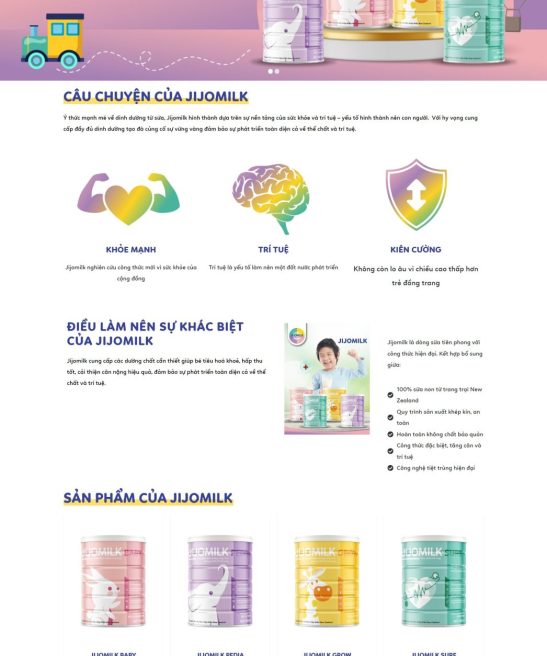 Giao diện website bán sữa bột thiết kế phong cách hiện đại