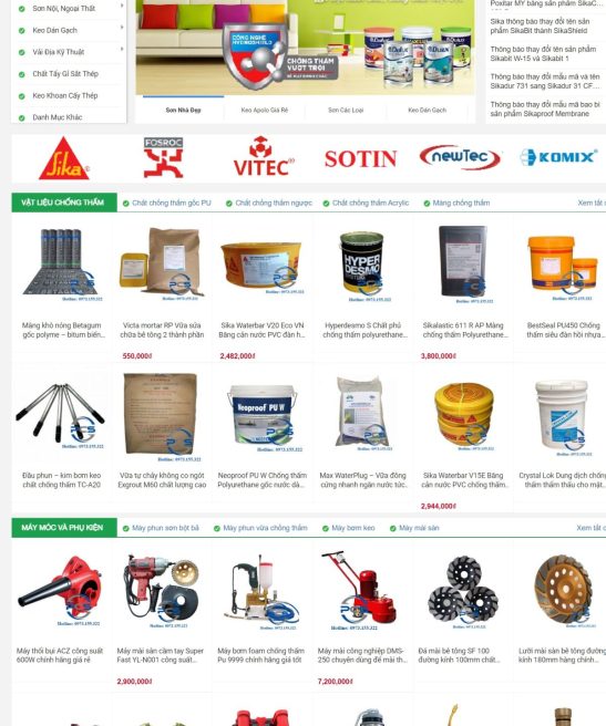 Mẫu thiết kế website bán sơn chống thấm đẹp