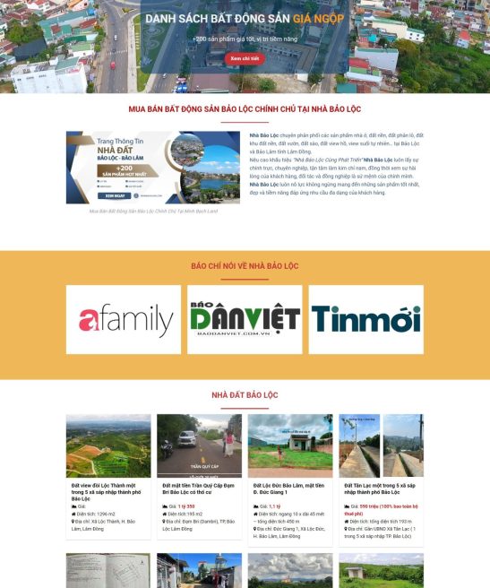 Thiết kế website bất động sản mua bán, cho thuê nhà đất
