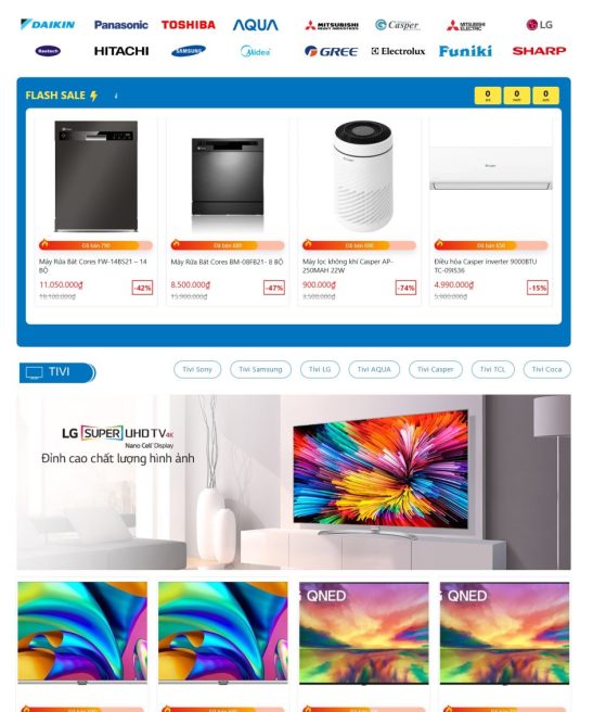 Thiết kế website siêu thị điện máy giao diện đẹp