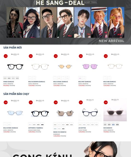 Mẫu giao diện website bán kính cận, mắt kính đẹp