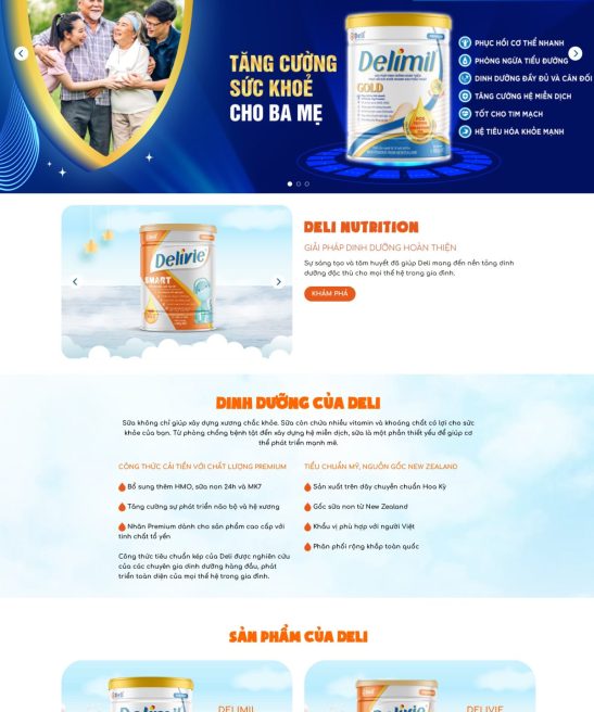 Thiết kế website bán sữa bột, sản phẩm dinh dưỡng