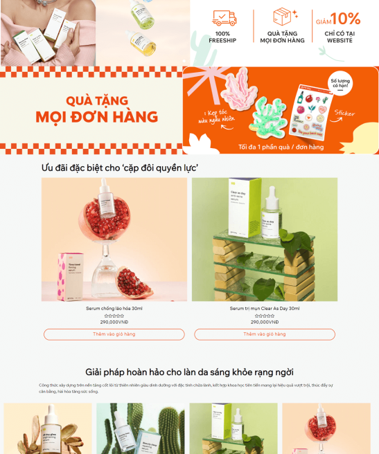 Mẫu giao diện web mỹ phẩm trình bày đẹp, bắt mắt