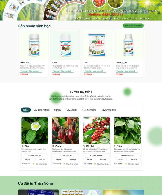 Giao diện website thuốc bảo vệ thực vật nông nghiệp