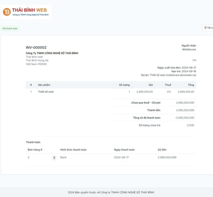 Thái Bình Web – Công Ty TNHH Công Nghệ Số Thái Bình – Thiết kế web uy tín chuyên nghiệp