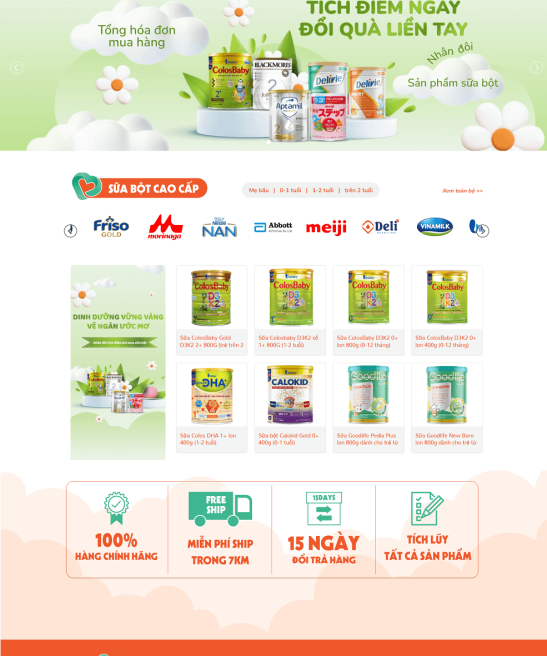 Mẫu giao diện website đồ dùng cho bé trình bày đẹp mắt