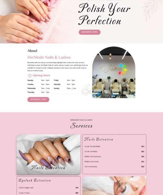 Mẫu landing page Nails Spa giao diện đẹp mắt, sáng tạo