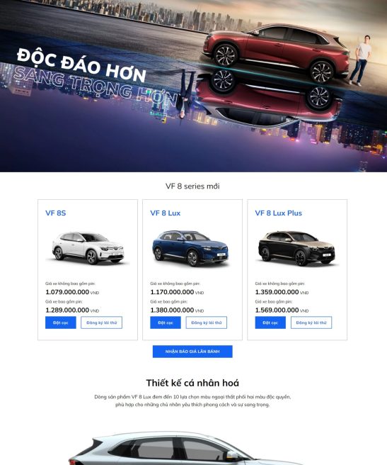 Thiết kế website bán xe ô tô Vinfast đẹp