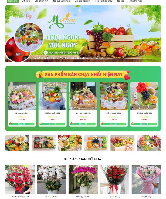 Mẫu thiết kế web bán hàng hoa quả, trái cây  sạch