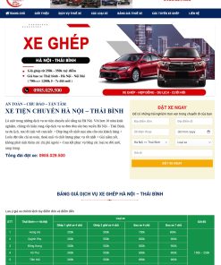 Mẫu website cung cấp dịch vụ xe ghép, xe du lịch