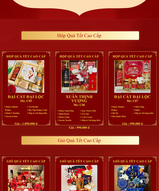 Trang landing giỏ quà tết 2025 đẹp