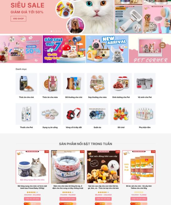 Thiết kế website bán phụ kiện, thức ăn thú cưng