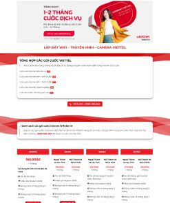 Giao diện website dịch vụ lắp mạng internet viettel