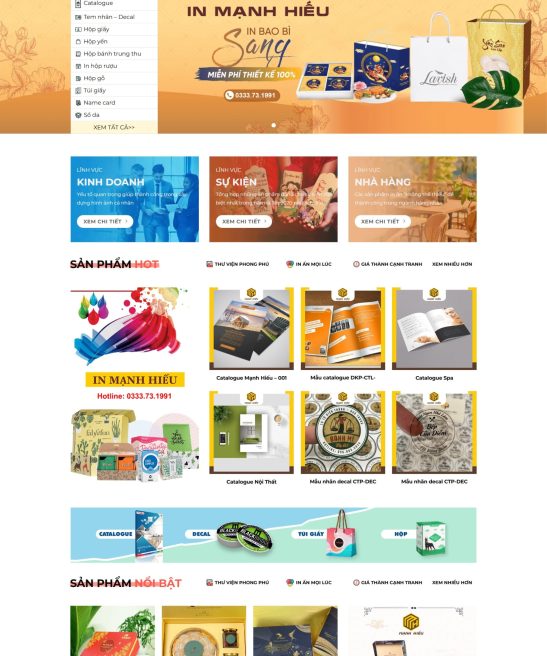 Thiết kế website in ấn quảng cáo đẹp giao diện đẹp