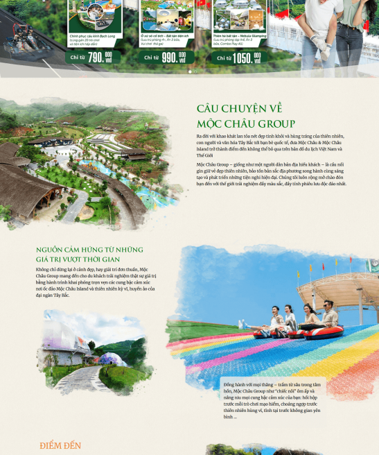 Giao diện web khám phá du lịch Mộc Châu