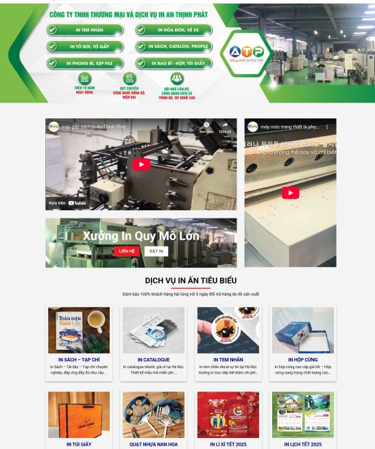 Mẫu website dịch vụ in ấn giao diện hiện đại