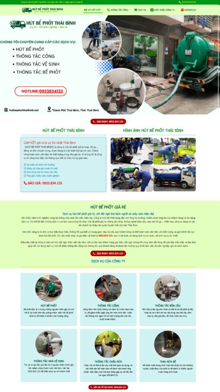 Thiết kế website hút bể phốt, vệ sinh môi trường