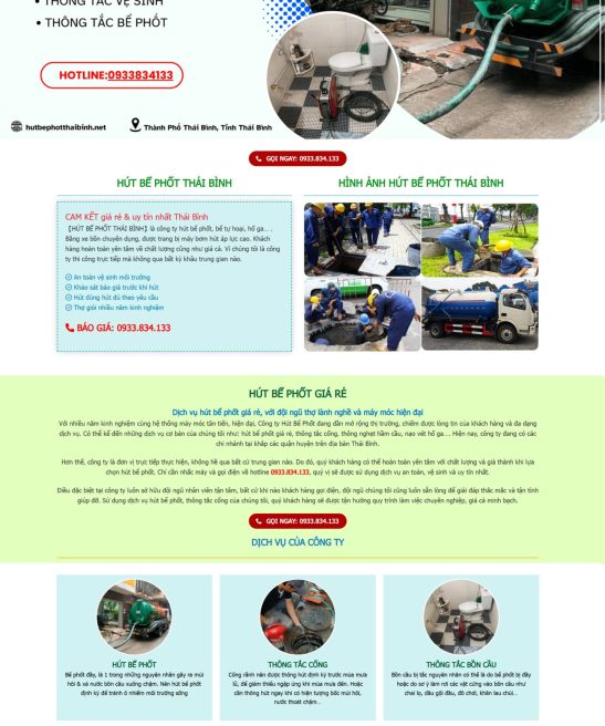 Thiết kế website hút bể phốt, vệ sinh môi trường