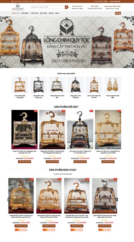 Thiết kế website bán lồng chim đẹp