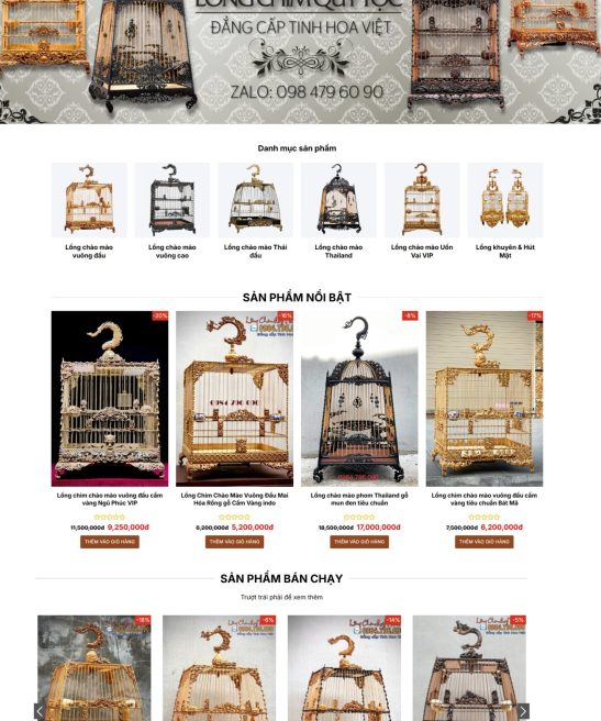 Thiết kế website bán lồng chim đẹp