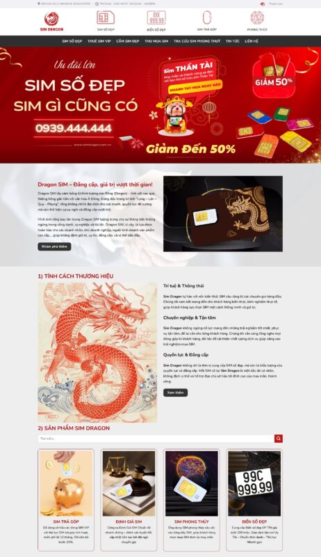 Thiết kế website mua bán sim số đẹp, sim phong thủy