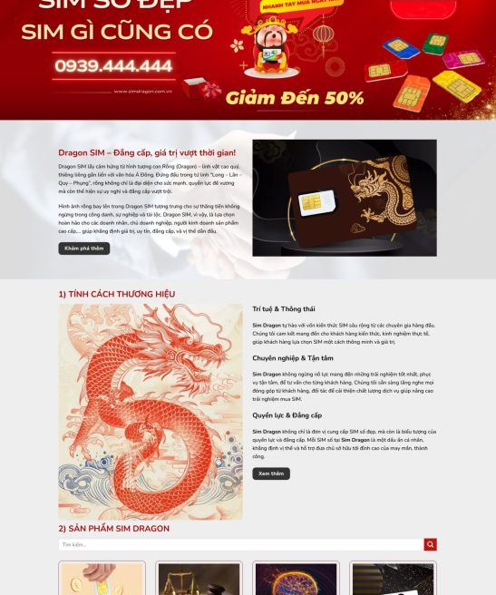 Thiết kế website mua bán sim số đẹp, sim phong thủy