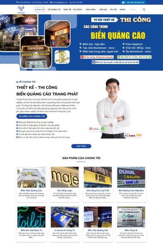 Giao diện website thiết kế, thi công biển hiệu quảng cáo