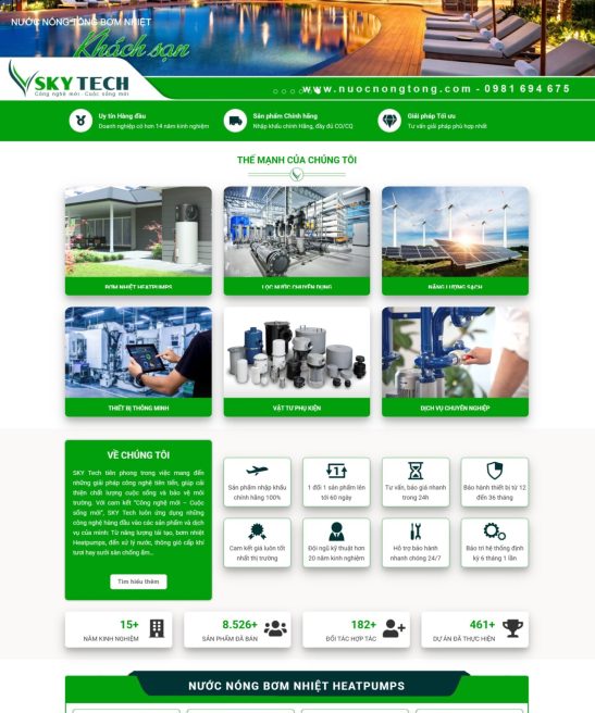 Mẫu giao diện website lọc nước tổng, máy bơm nhiệt