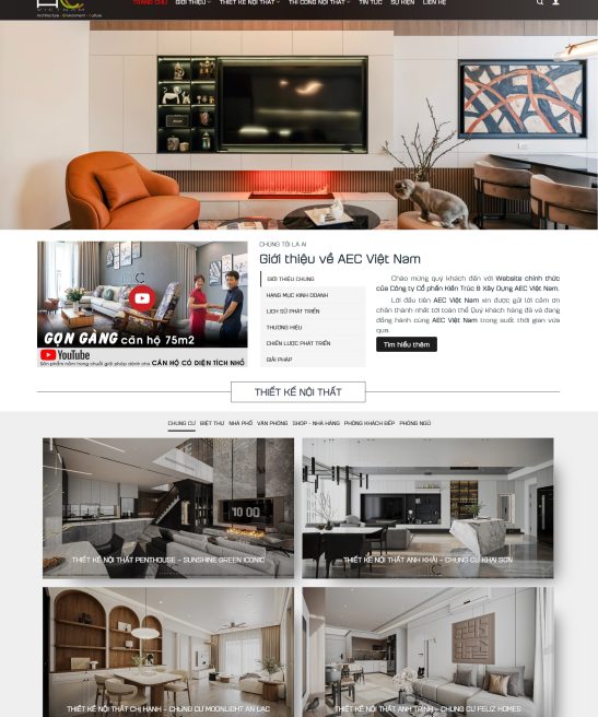 Mẫu giao diện web thiết kế, thi công nội thất