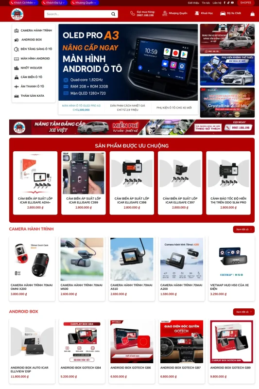 Mẫu giao diện website bán phụ tùng đồ chơi ô tô