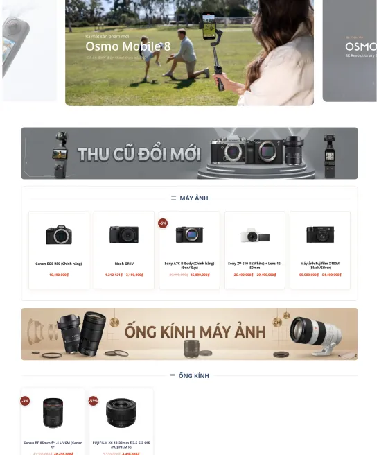 Giao diện web công nghệ camera đẹp